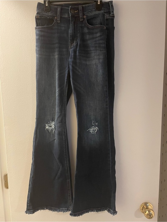 Aeropostale Denim - Aeropostale Dark Blue Distressed High Rise Flare Jeans - Women's 00 S